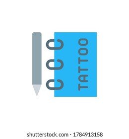 Cuaderno y lápiz, icono de tatuaje. Elementos vectoriales de color simples de iconos de tatuaje para ui y ux, sitio web o aplicación móvil