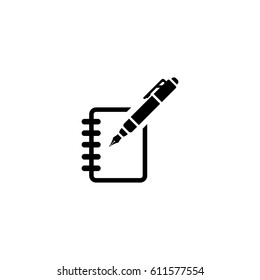 notebook with pen vector icon