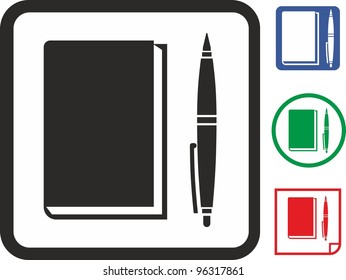 Notebook and pen vector icon
