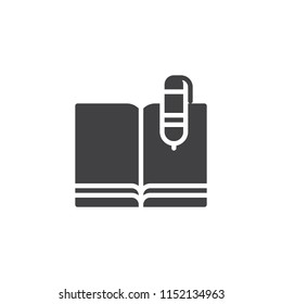 Notebook and pen vector icon. filled flat sign for mobile concept and web design. Business notepad simple solid icon. Symbol, logo illustration. Pixel perfect vector graphics