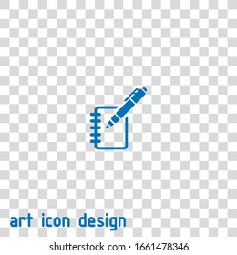 notebook with pen vector icon on white background
