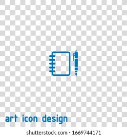 notebook with pen vector icon on white background