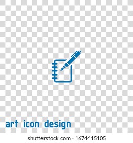 bloc de notas con icono de vector de bolígrafo en fondo blanco