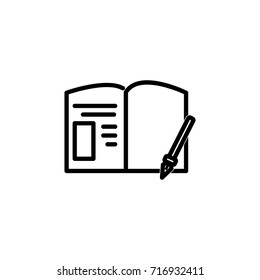 Notebook and pen vector icon on the white background