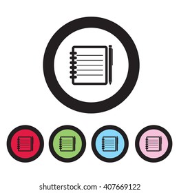 Notebook pen vector icon set color