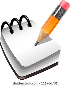 Notebook and pencil