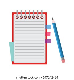 Notebook with pencil.