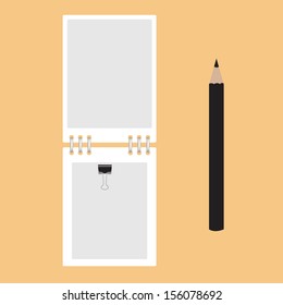 Notebook and pencil black. Eps10.