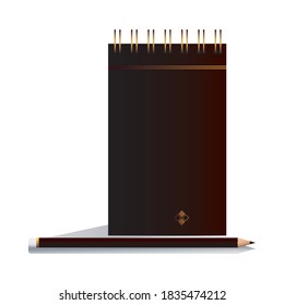 notebook with pencil black in image corporation vector illustation design