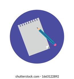 notebook with pencil block and flat style icon vector illustration design