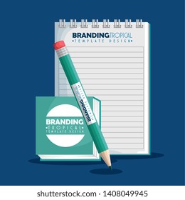 notebook with pencil to business branding product