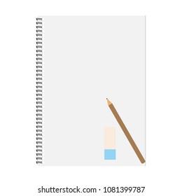 Notebook and pencil with copy space isolated on background.Vector illustration