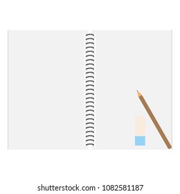 Notebook and pencil with copy space isolated on background.Vector illustration