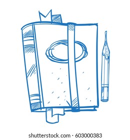 Notebook and pencil. The elements for infographics with a hand-drawing style.