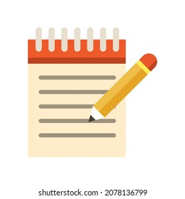 ilustración del vector de clipart plano de bloc de notas y lápiz