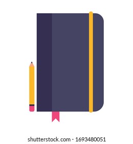 notebook with pencil flat style icon vector illustration design