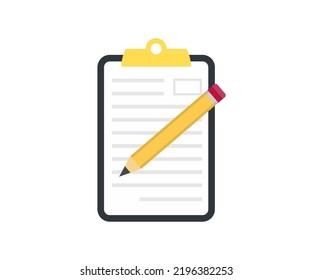 Notebook with pencil flat style logo design. Minimalist style, blank notebook, flat lay view with blank notepad vector design and illustration.
