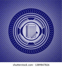 notebook with pencil icon with denim texture