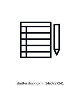 Notebook, pencil icon. Element of Education icon. Thin line icon