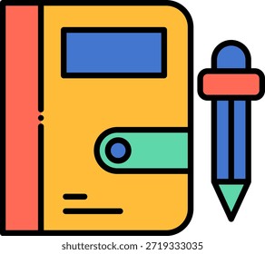 Ilustración de icono de cuaderno y lápiz