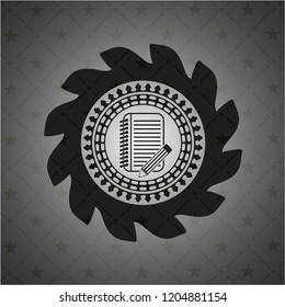 notebook with pencil icon inside black emblem. Vintage.