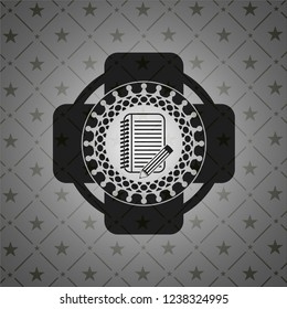 notebook with pencil icon inside black badge