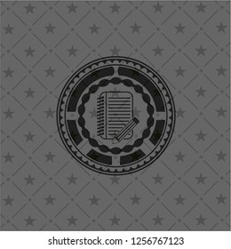 notebook with pencil icon inside black emblem. Vintage.