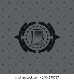 notebook with pencil icon inside black emblem. Vintage.