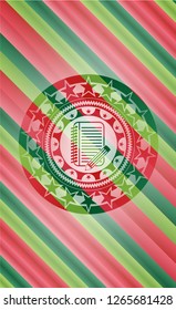 notebook with pencil icon inside christmas badge background.