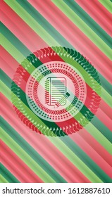 notebook with pencil icon inside christmas emblem.