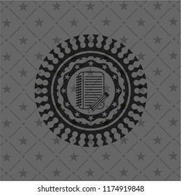 notebook with pencil icon inside dark badge