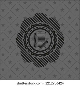 notebook with pencil icon inside dark badge