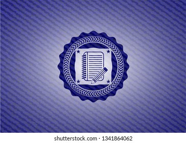 notebook with pencil icon inside jean background