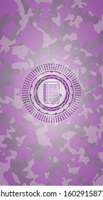 notebook with pencil icon inside pink and purple camouflage texture