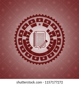 notebook with pencil icon inside red emblem. Vintage.