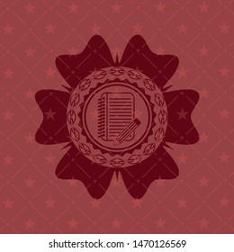 notebook with pencil icon inside red emblem. Retro