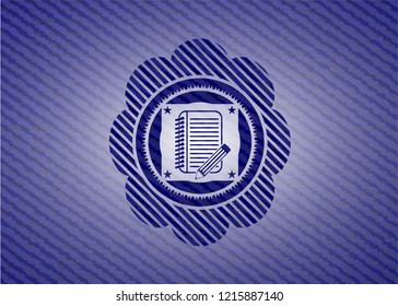 notebook with pencil icon with jean texture