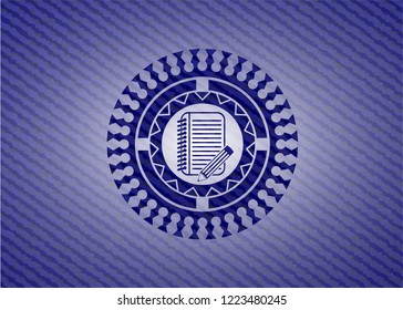 notebook with pencil icon with jean texture
