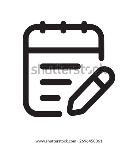 Notebook with Pencil Icon - line style