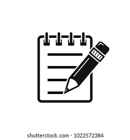 Notebook And Pencil Icon. Notepad With Pencil Simple Flat Icon. Vector Illustration.