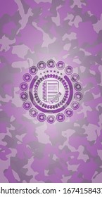 notebook with pencil icon on pink camo pattern