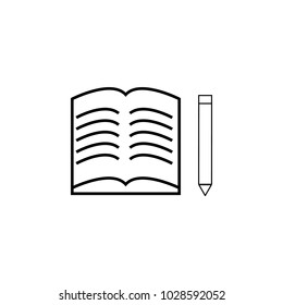 notebook and pencil icon on white background