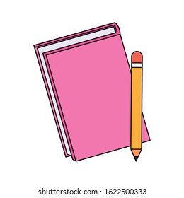 notebook and pencil icon over white background, colorful design, vector illustration