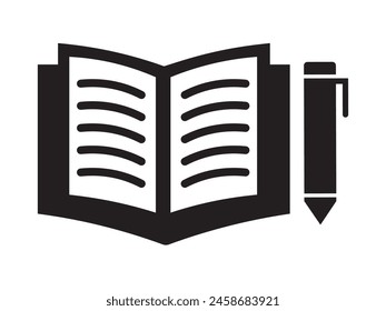 Notebook with pencil icon. Notebook sign for mobile concept and web design. Textbook and pen outline vector icon.
