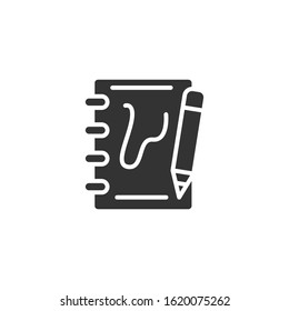 Notebook, pencil icon. Simple vector drawing tools icons for ui and ux, website or mobile application