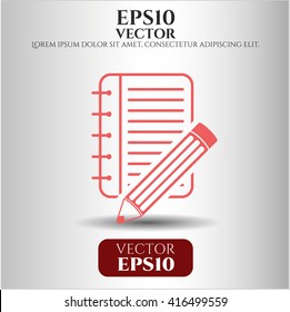 Bloc de notas con icono o símbolo de lápiz