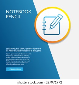 Notebook with Pencil Icon Symbol Board Blue background Design