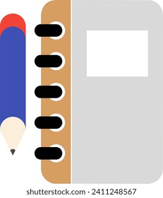 notebook and pencil icon vector