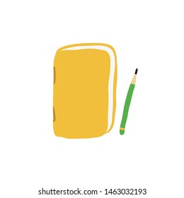 notebook and pencil icon, vector illustration