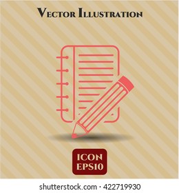 bloc de notas con icono de lápiz símbolo vector eps planos jpg